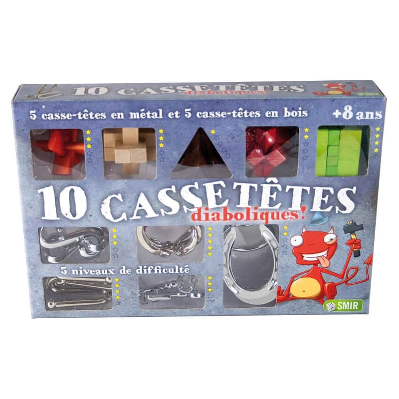 Coffret 10 Casse-têtes bois et métal - jeu cérébraux - Alkarion